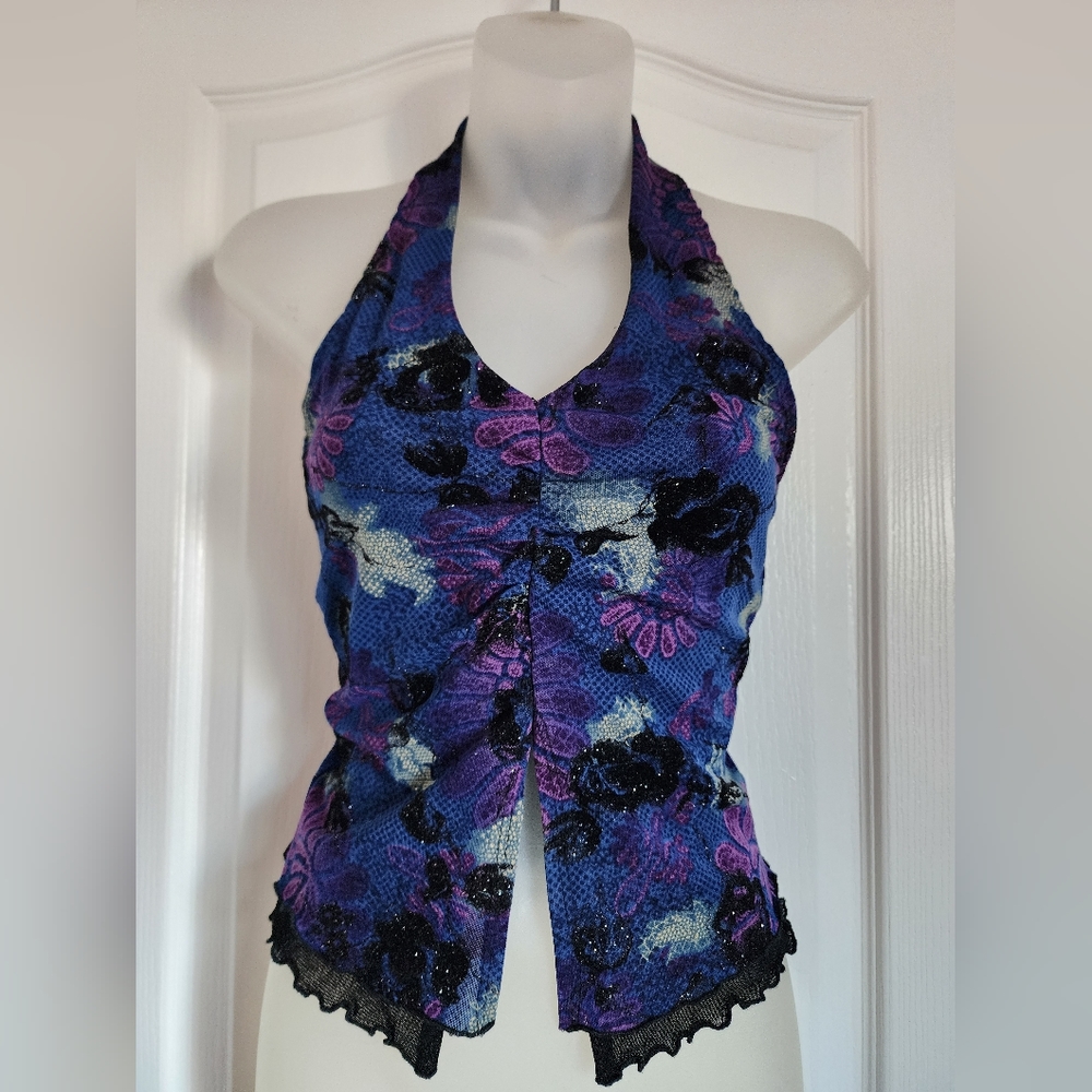 A'gaci Too Floral Halter Top with Belly Slit!
